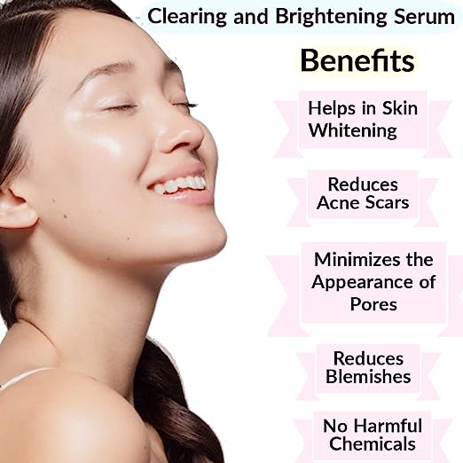 Clearing and Brightening Serum 30 ml for tanning, skin whitening,acne, blemishes, and acne marks, skin glow