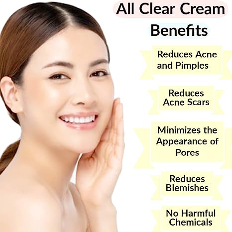 All Clear Cream, 50gm, for acne, pimples, acne marks, open pores, anti acne and blemishes - for men and women