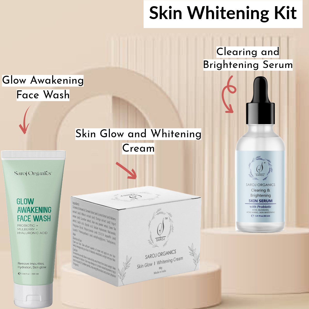Skin Whitening KIT for skin glow, whitening, pigmentation, tanning and uneven skintone for men and women