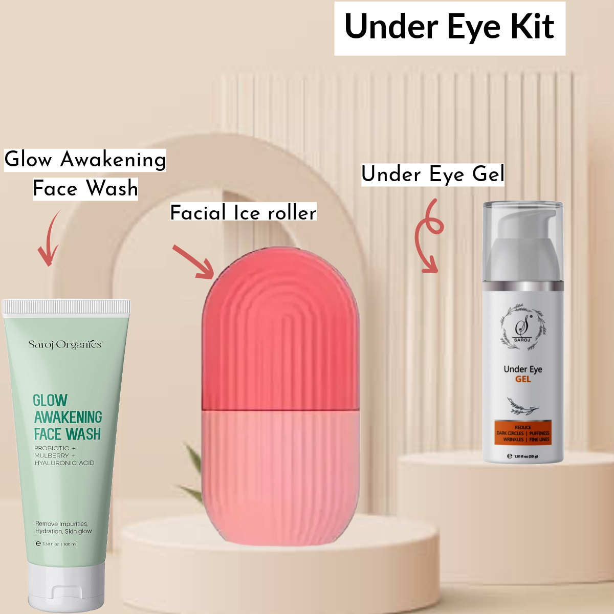 Under eye Repair Kit for dark circles, puffy eyes, fine lines and wrinkles around eyes and brown dark circles
