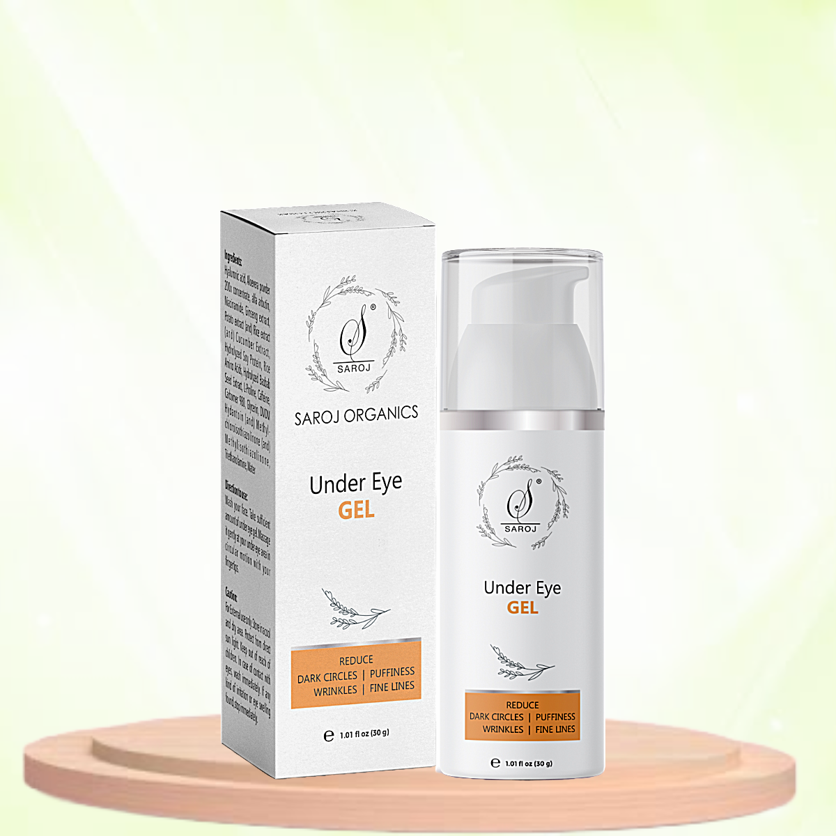 Under eye gel, 30gm, for dark circles, puffy eyes, wrinkles, brown dark circles and fine lines for women and men