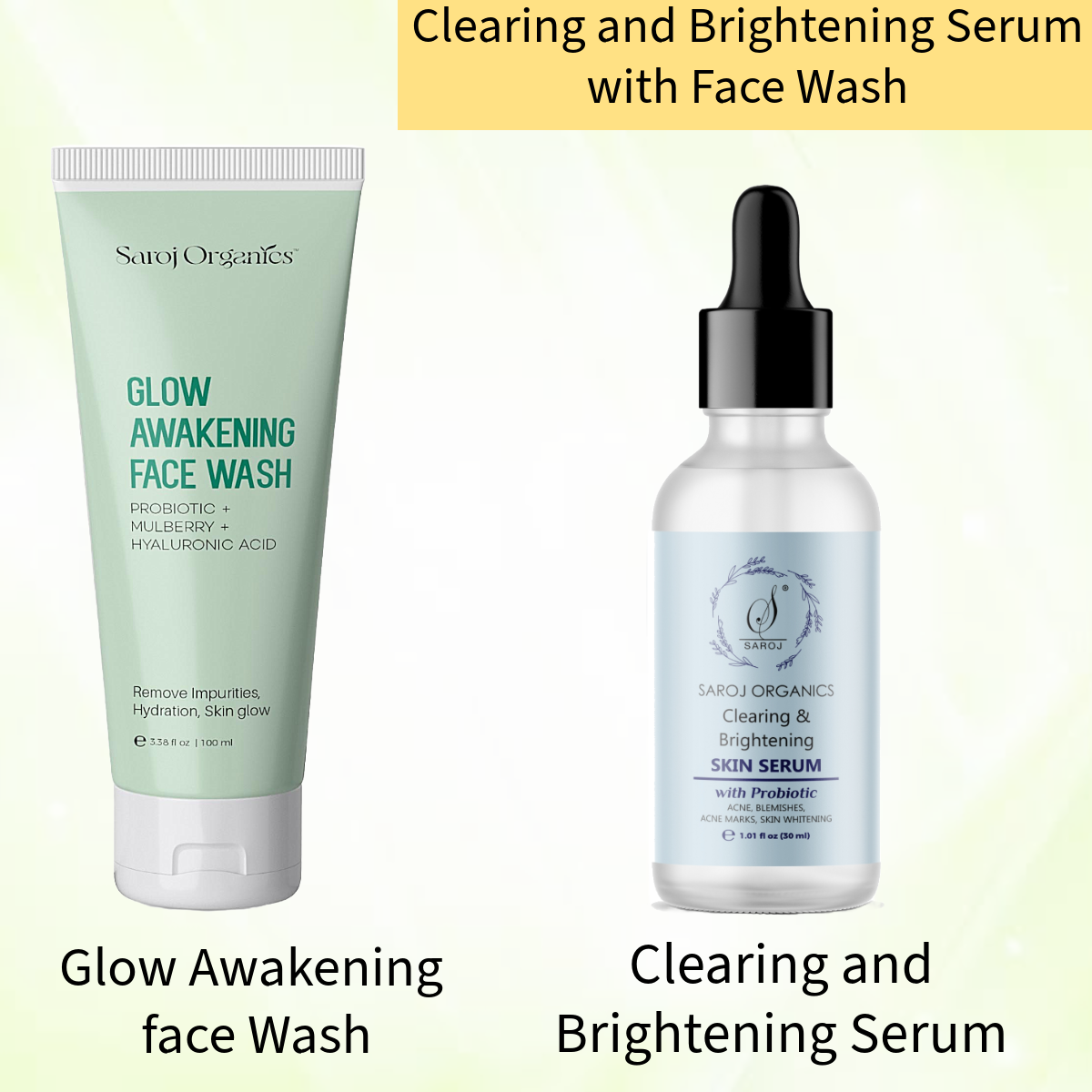 Clearing and Brightening Serum with face wash for tanning, skin whitening,acne, blemishes, and acne marks, skin glow for men and women