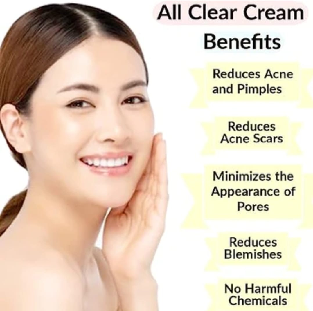 All clear cream with Face wash for acne, pimples, acne marks, open pores, anti acne and blemishes - for men and women