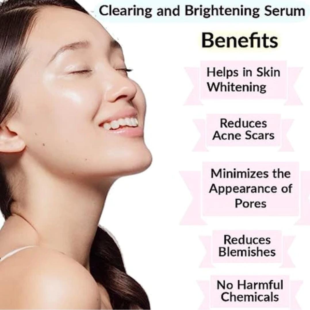 Clearing and Brightening Serum with face wash for tanning, skin whitening,acne, blemishes, and acne marks, skin glow for men and women