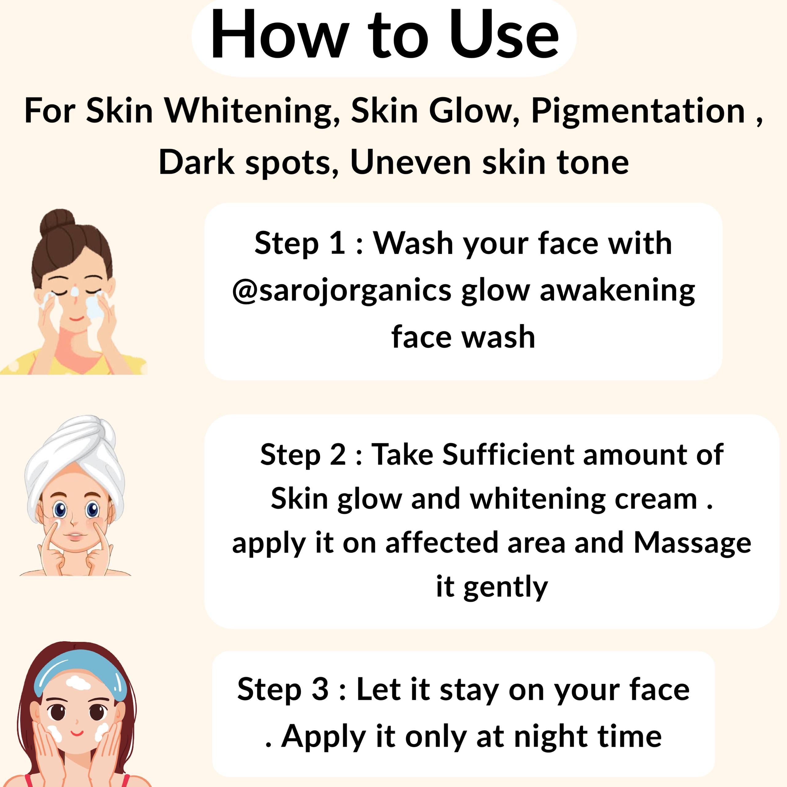 Skin Glow and whitening Cream with face wash for skin glow, whitening, pigmentation, tanning and uneven skintone - for men and women