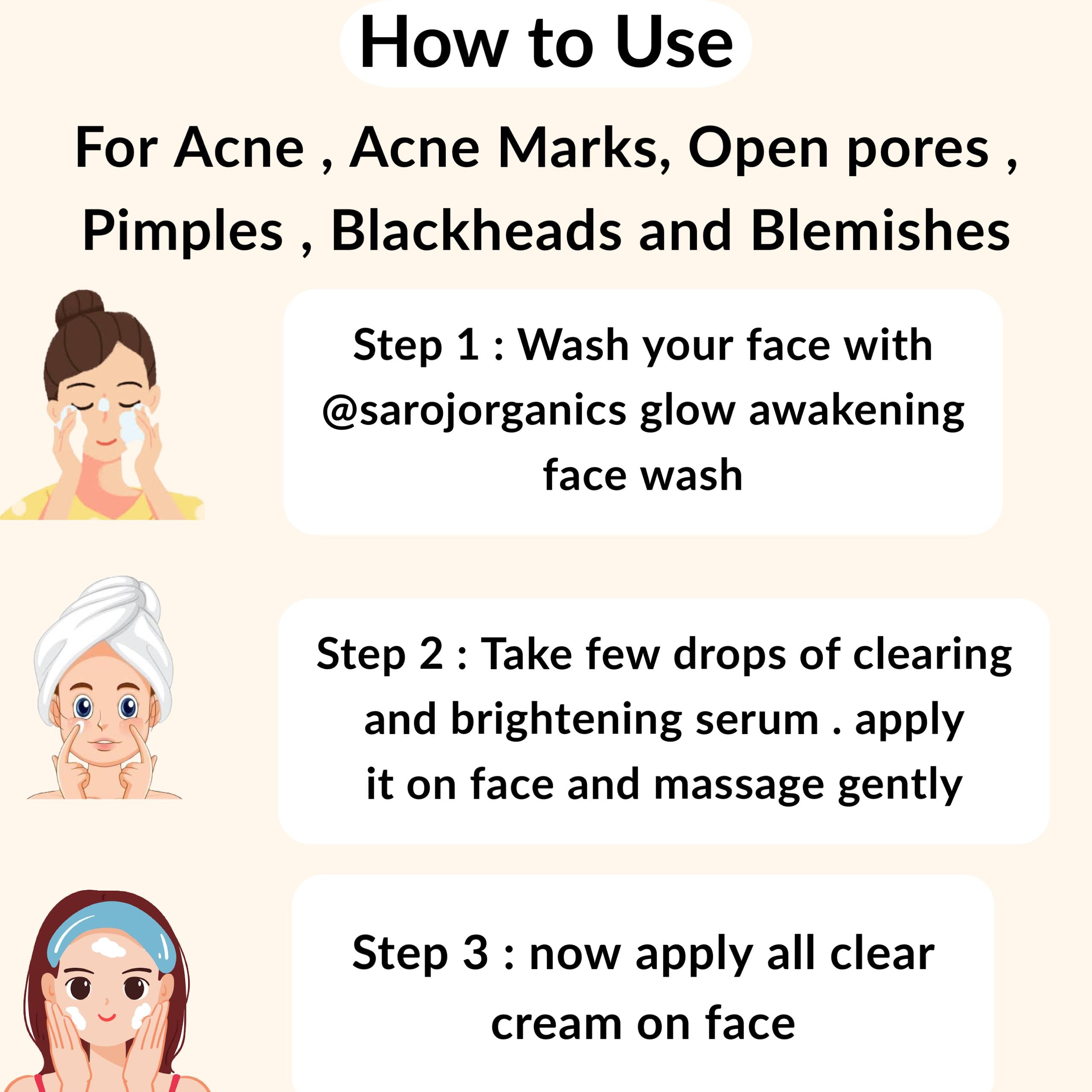 All Clear Kit for acne, pimples, acne marks, Blackheads, open pores, anti acne and blemishes - for men and women