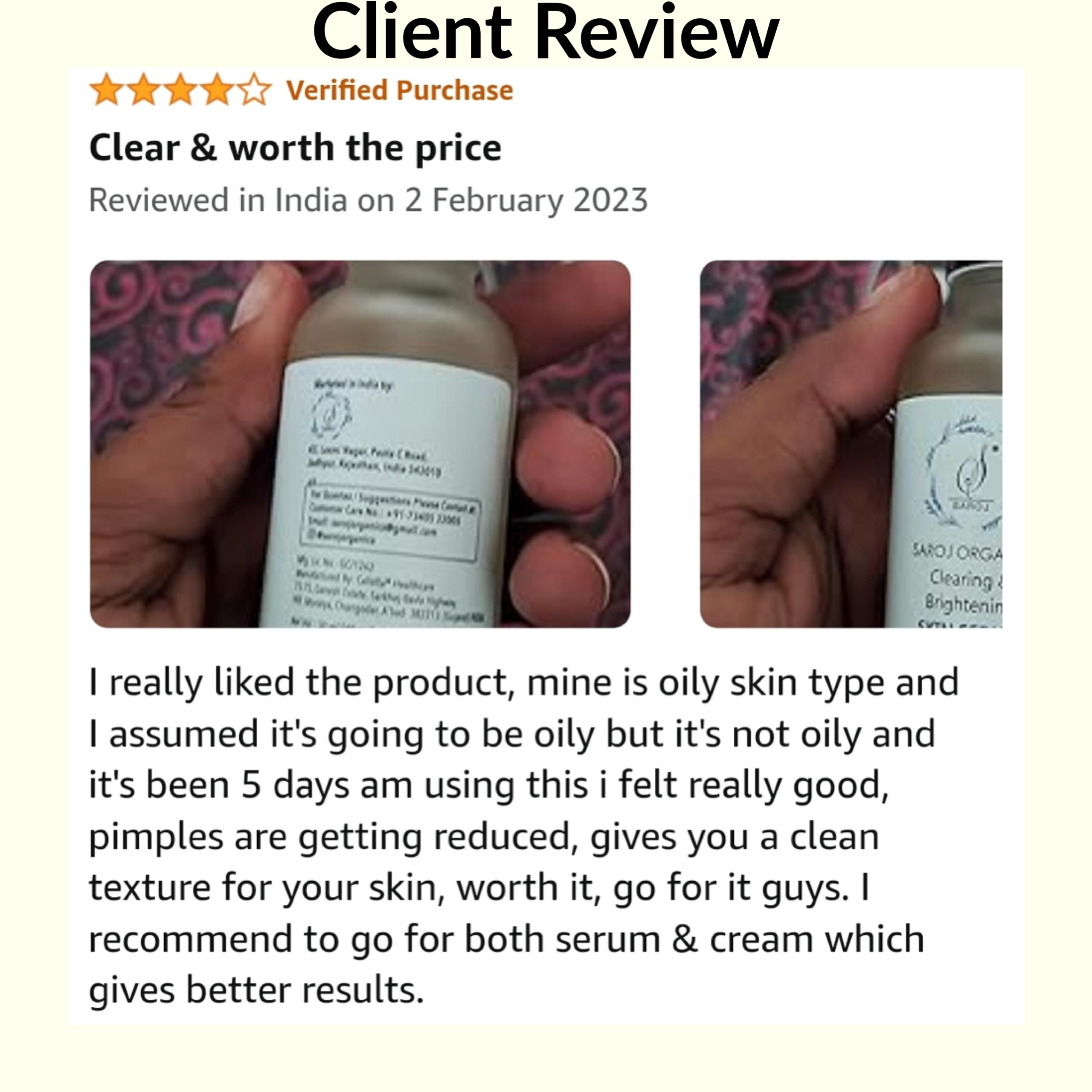Clearing and Brightening Serum 30 ml for tanning, skin whitening,acne, blemishes, and acne marks, skin glow