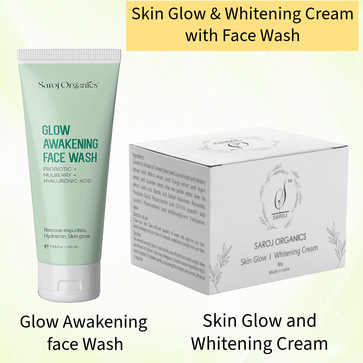 Skin Glow and whitening Cream with face wash