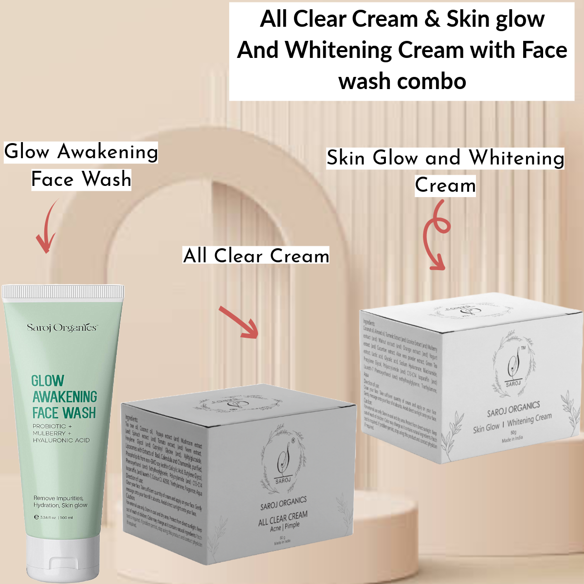 All Clear Cream and skin glow and whitening Cream combo